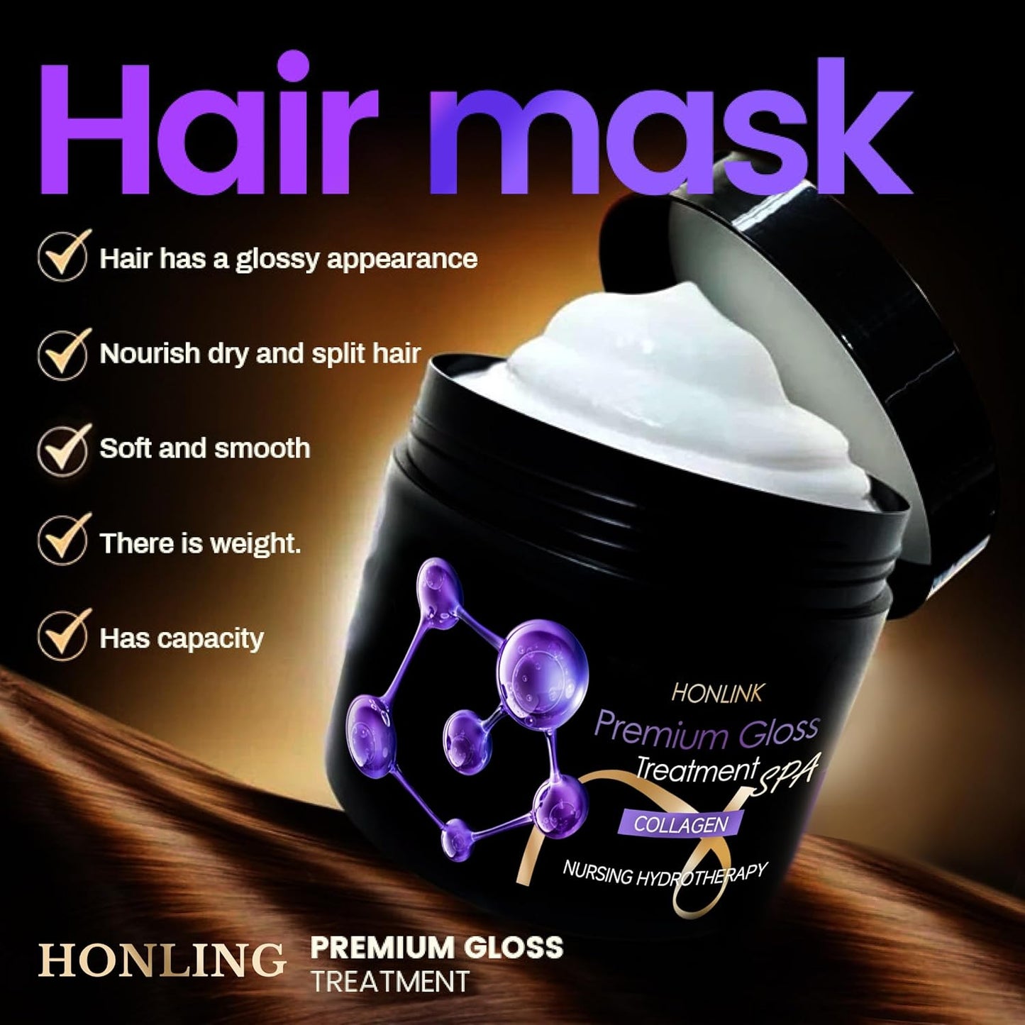 Collagen Hair Treatment Deep Repair Conditioning Argan Oil Collagen Hair Mask Essence for Dry Damaged Hair All Hair Types 300ml