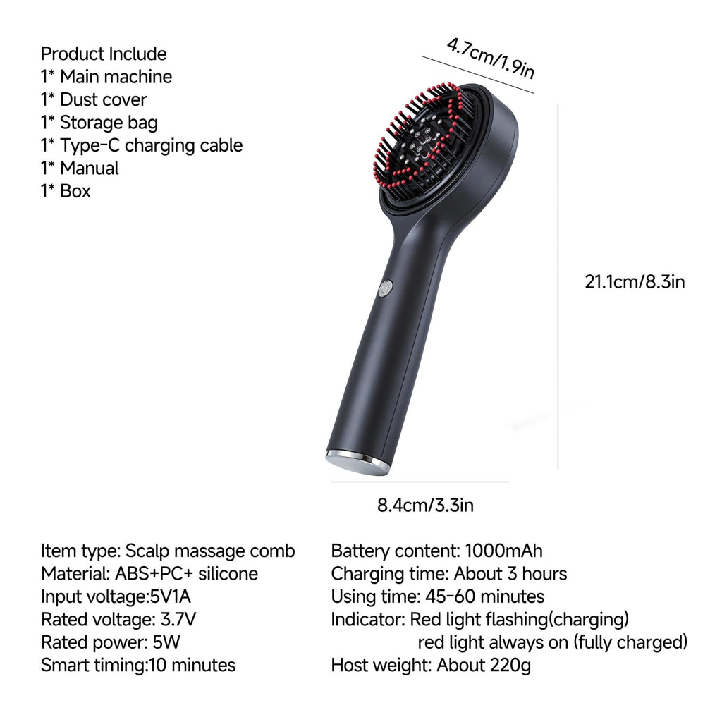 3 in 1 Scalp Massager Hair Growth Hair Oil Applicator,Electric Scalp Brush for Home,IPX7 - HONLINK