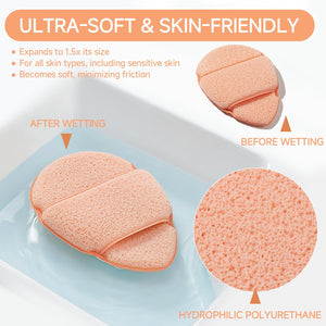 3PCS Face Sponge - Quick Foaming, Deep Cleansing & Exfoliating, Ultra - Soft for Sensitive Skin - HONLINK