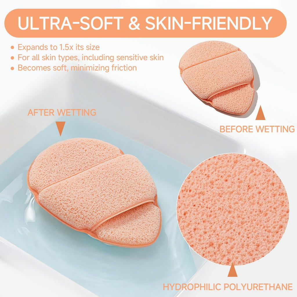 3PCS Face Sponge - Quick Foaming, Deep Cleansing & Exfoliating, Ultra - Soft for Sensitive Skin - HONLINK