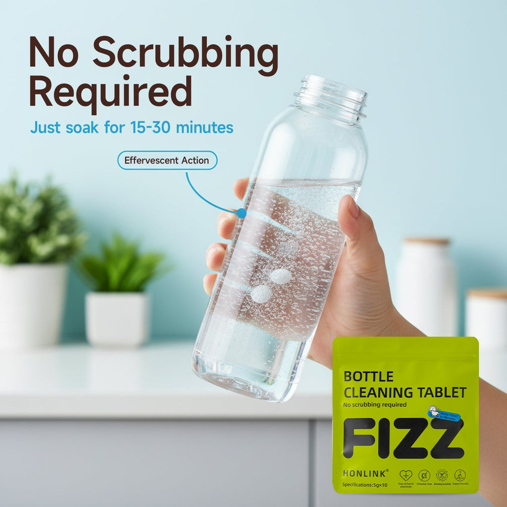Bottle Cleaning Tablets | No Scrubbing & Zero Residue | Deep Clean & Odor Remover - HONLINK