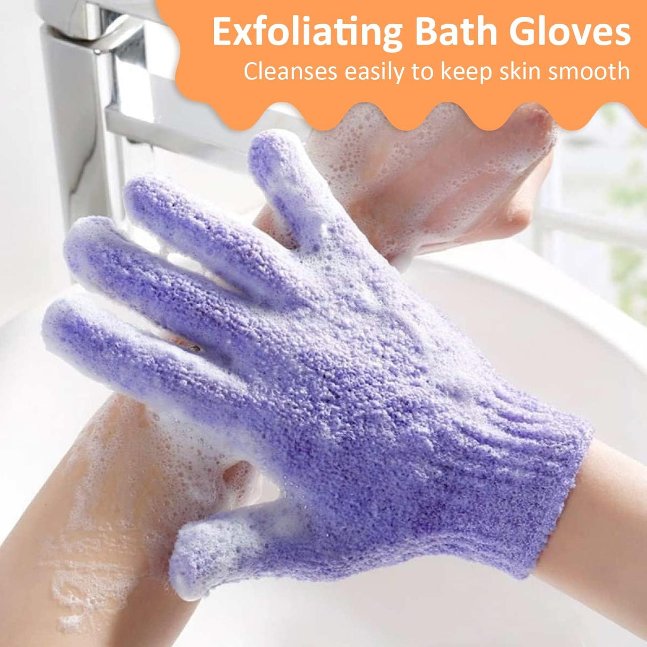 Exfoliating Glove - Spa Grade Bath Gloves for Pore Cleansing Dead Skin Removal & Helps Circulation - HONLINK