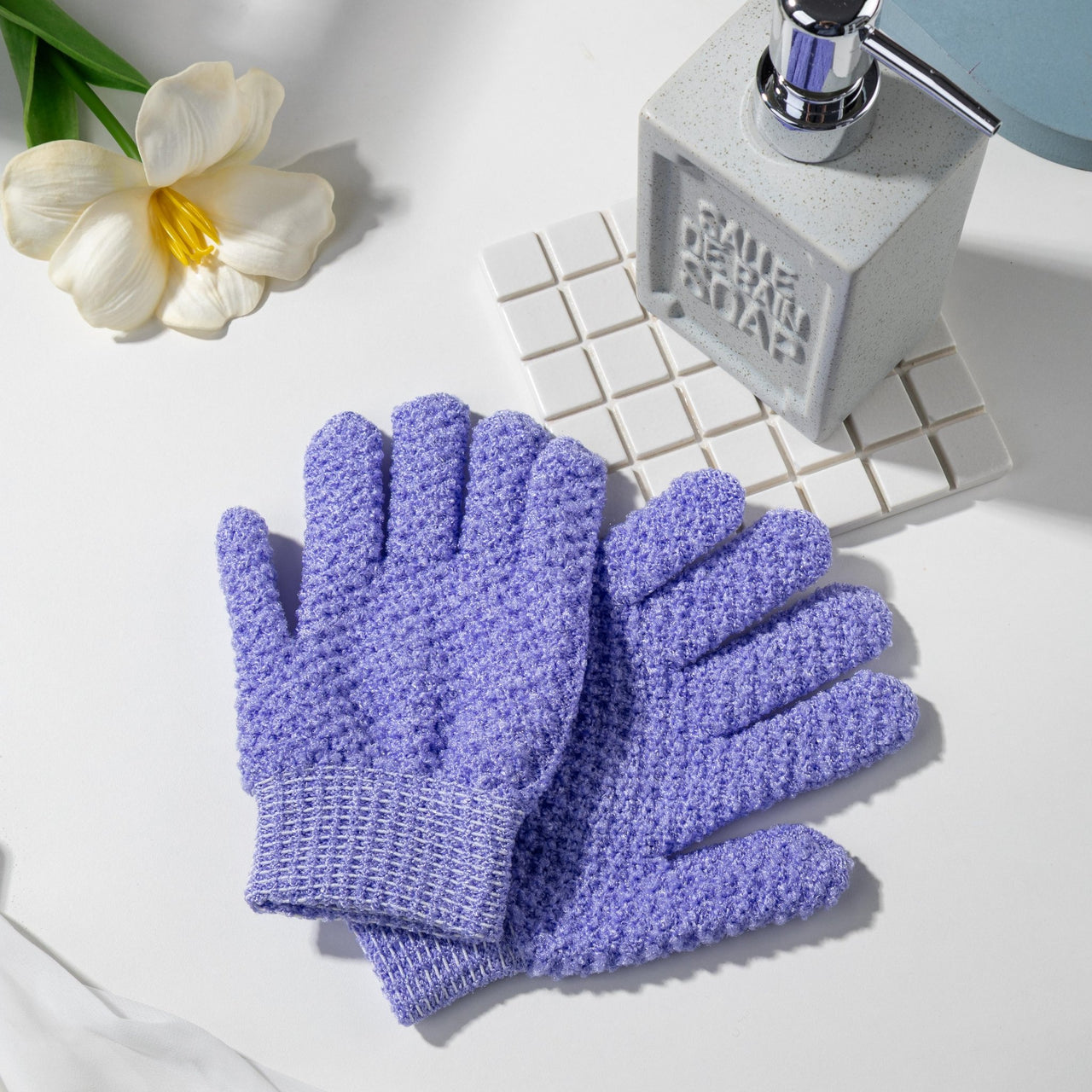 Exfoliating Glove - Spa Grade Bath Gloves for Pore Cleansing Dead Skin Removal & Helps Circulation - HONLINK