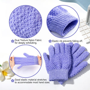 Exfoliating Glove - Spa Grade Bath Gloves for Pore Cleansing Dead Skin Removal & Helps Circulation - HONLINK