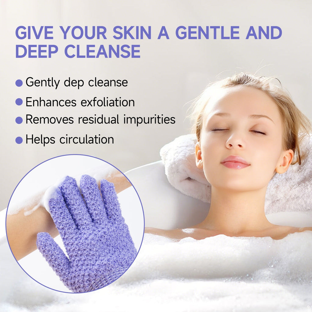 Exfoliating Glove - Spa Grade Bath Gloves for Pore Cleansing Dead Skin Removal & Helps Circulation - HONLINK