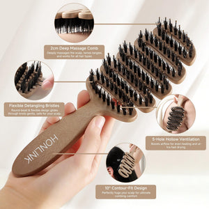 Hair Brush - Boar Bristle Paddle Hairbrush for All Hair Type