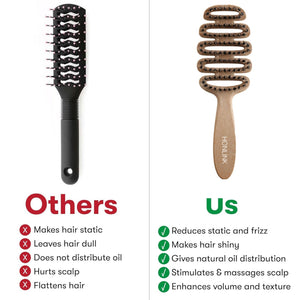 Hair Brush - Boar Bristle Paddle Hairbrush for All Hair Type
