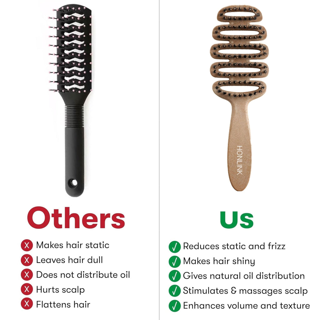Hair Brush - Boar Bristle Paddle Hairbrush for All Hair Type