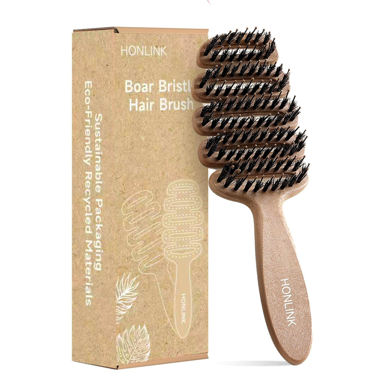 Hair Brush - Boar Bristle Paddle Hairbrush for All Hair Type