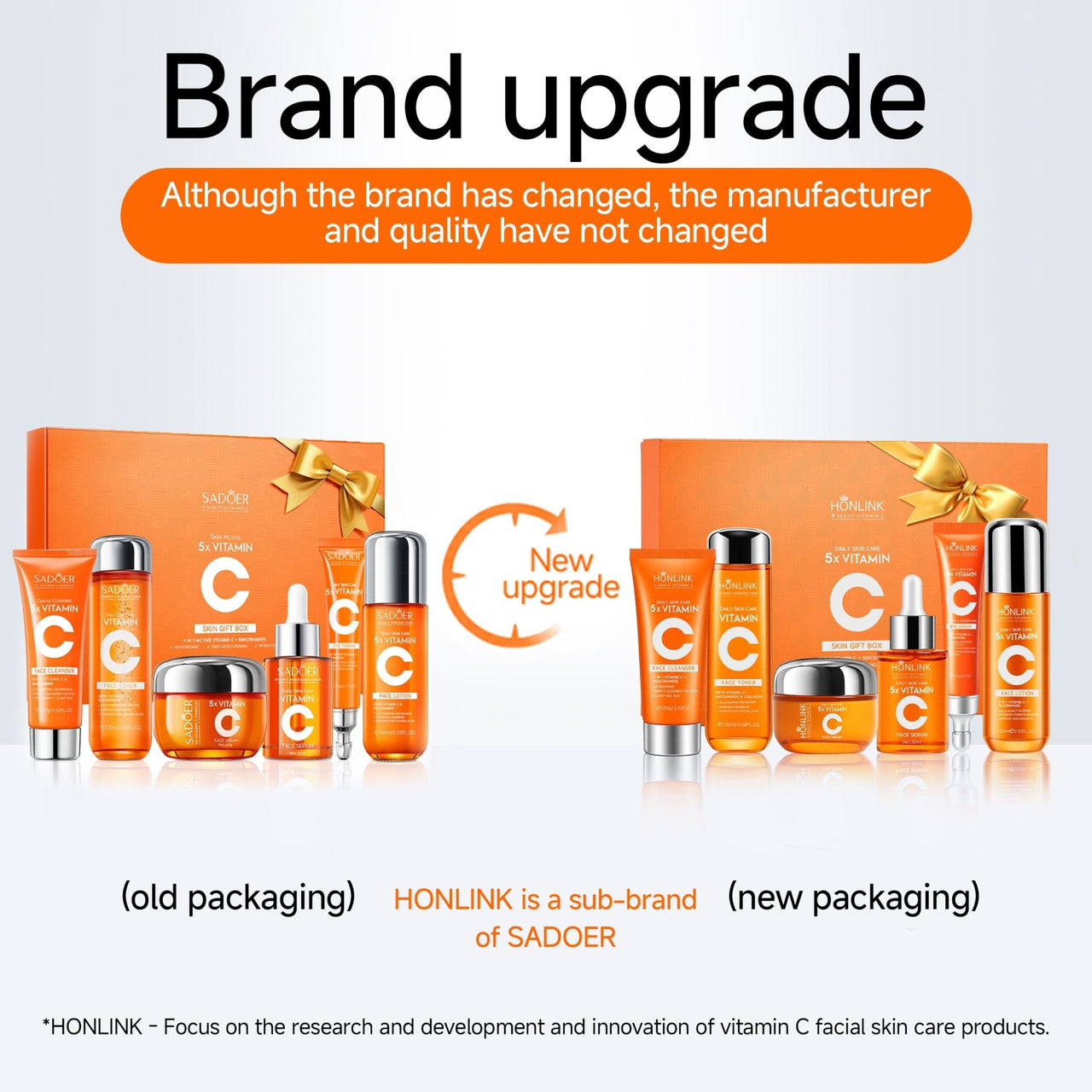 HONLINK Korean 5X Vitamin C Skincare Set for Moisturizing Glowing & Anti - aging - HONLINK