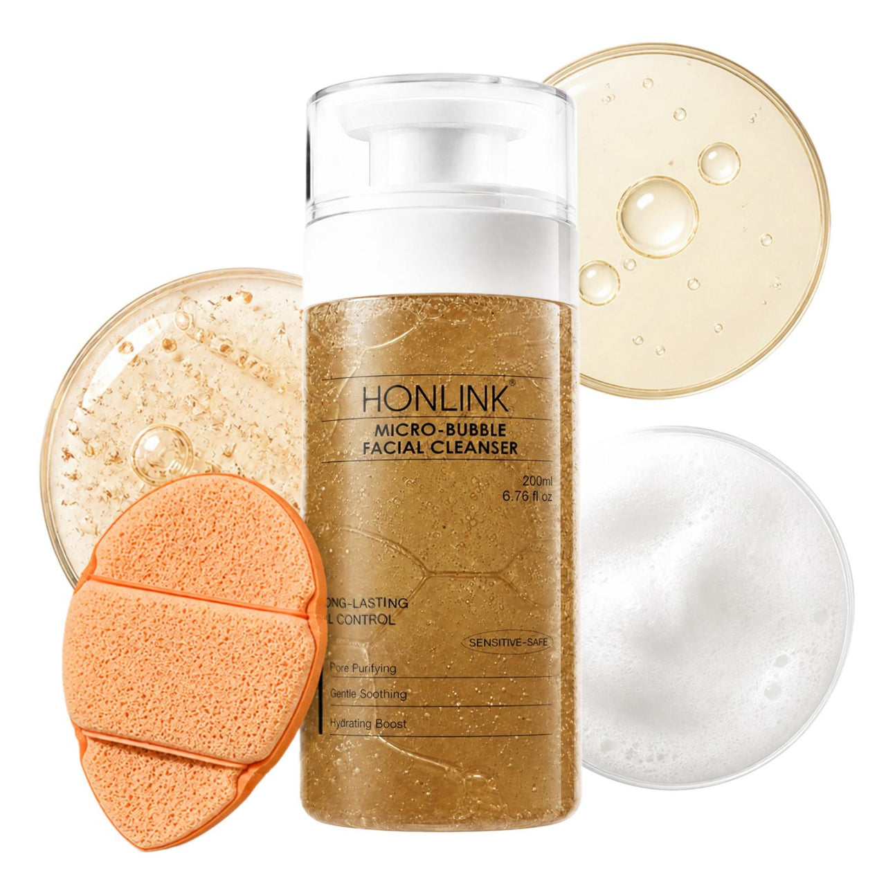 HONLINK Micro-Bubble Face Cleanser with Walnut Shell Powder + Oat Extract | Gentle Exfoliating Foam for Blackheads & Smooth Skin - HONLINK