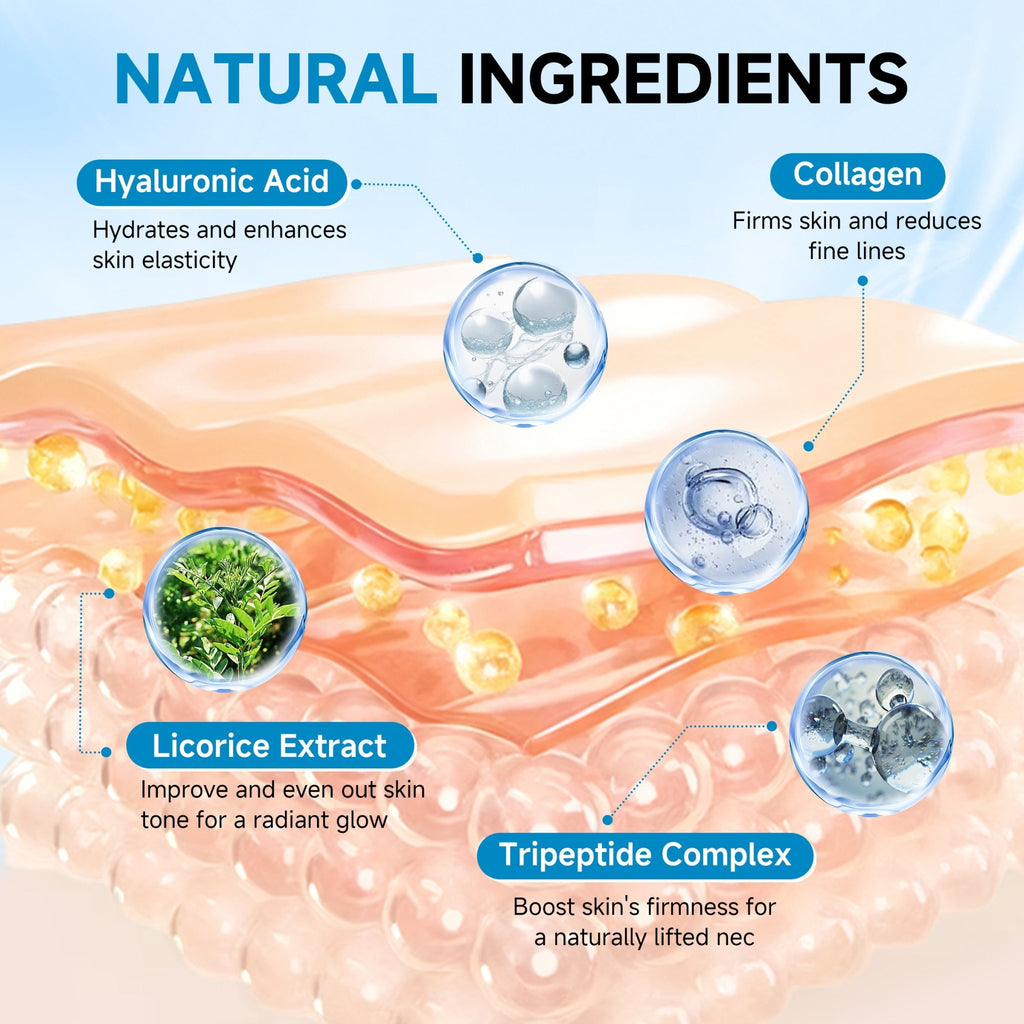 HONLINK Neck Mask 8PCS with Hydrolyzed Collagen & Hyaluronic Acid for Crepey Skin Reduces Fine Lines