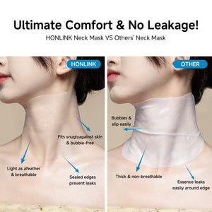 HONLINK Neck Mask 8PCS with Hydrolyzed Collagen & Hyaluronic Acid for Crepey Skin Reduces Fine Lines