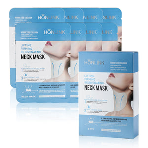 HONLINK Neck Mask 8PCS with Hydrolyzed Collagen & Hyaluronic Acid for Crepey Skin Reduces Fine Lines