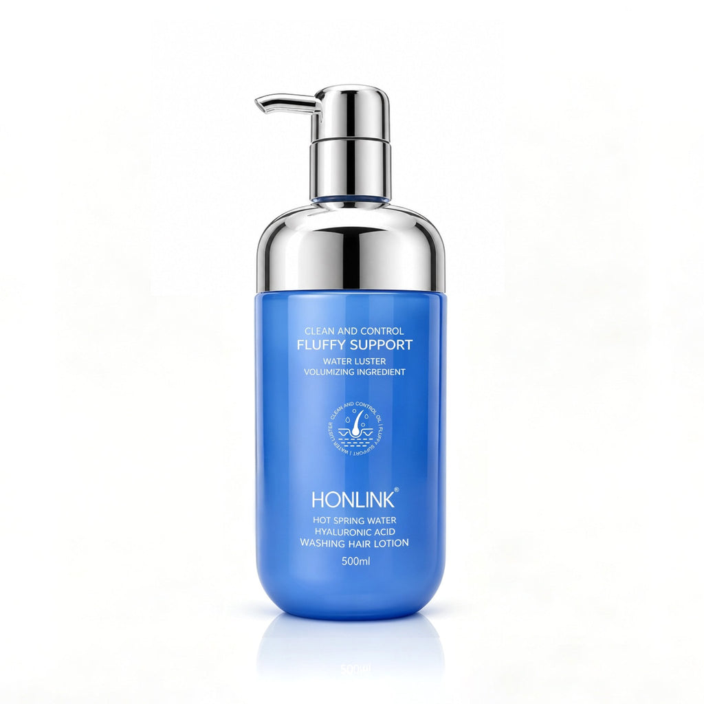 Hot Spring Water Hair Wash Lotion with 7D Hyaluronic Acid - Oil Control Volumizing Shampoo,Deep Cleansing Anti-Dandruff & Hydrating Scalp Care for Fine Flat Hair, 16.9 fl.oz - HONLINK