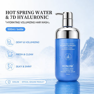 Hot Spring Water Hair Wash Lotion with 7D Hyaluronic Acid - Oil Control Volumizing Shampoo,Deep Cleansing Anti-Dandruff & Hydrating Scalp Care for Fine Flat Hair, 16.9 fl.oz - HONLINK