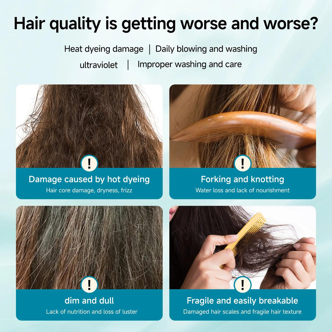 Polypeptide Keratin Hair Restoring Cream - Deep Repair Conditioner for Damaged, Dry & Frizzy Hair, Promoting Healthy Hair Growth - HONLINK