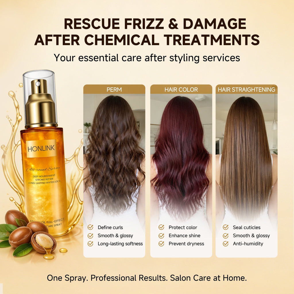 Rosemary & Argan Leave-In Hair Oil Spray for Dry Frizzy Hair & Shine with Perfume | Hair Mist for Heat Protectant Damaged Hair Repair - HONLINK