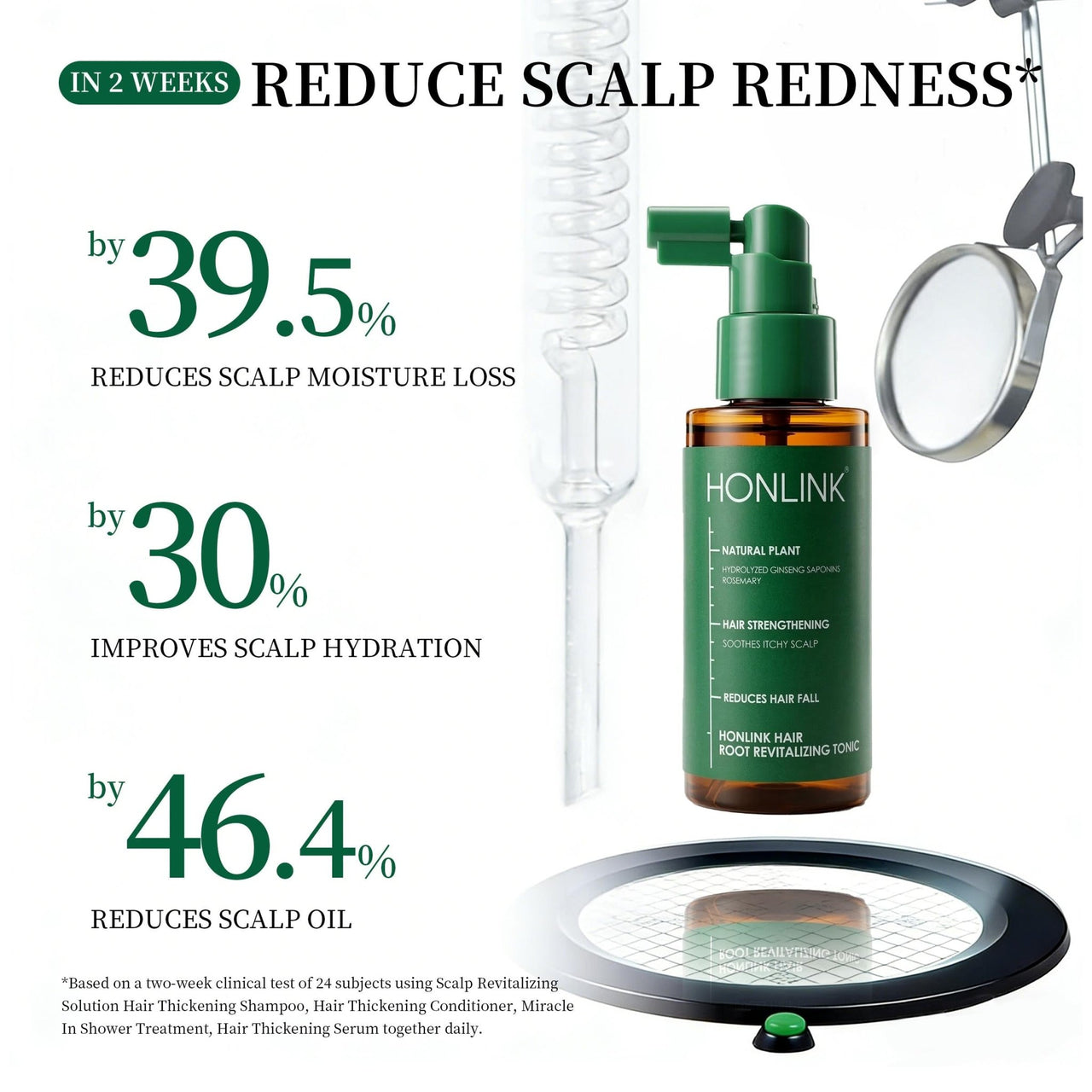 Rosemary Scalp Tonic for Hair Growth - with Ginseng & Caffeine - Revitalizing Hair Treatment for Hair Thinning & Hair Loss - HONLINK