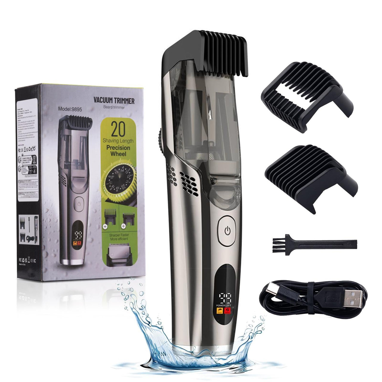 Vacuum Beard Trimmer for Men - Cordless Electric Shaver | IPX6 Waterproof | Hair Clipper - HONLINK
