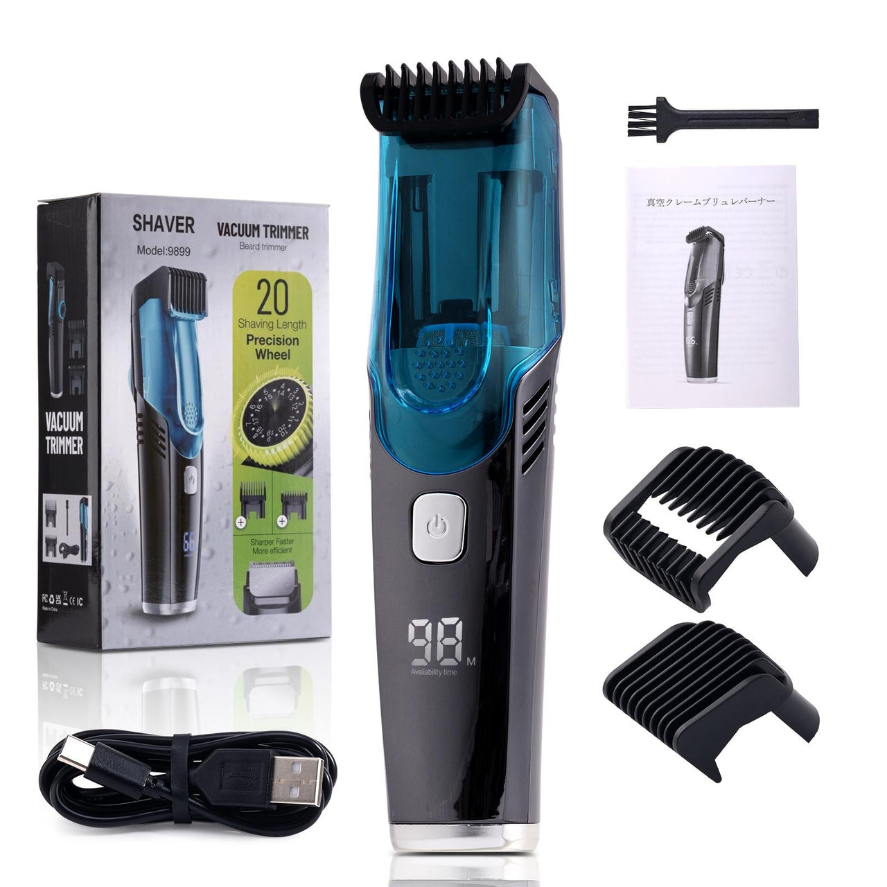 Vacuum Beard Trimmer for Men - Cordless Electric Shaver | IPX6 Waterproof | Hair Clipper - HONLINK